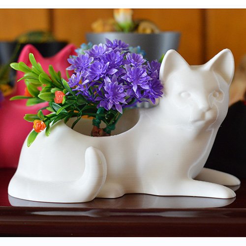 maceta, macetero, planta, gato, 3d